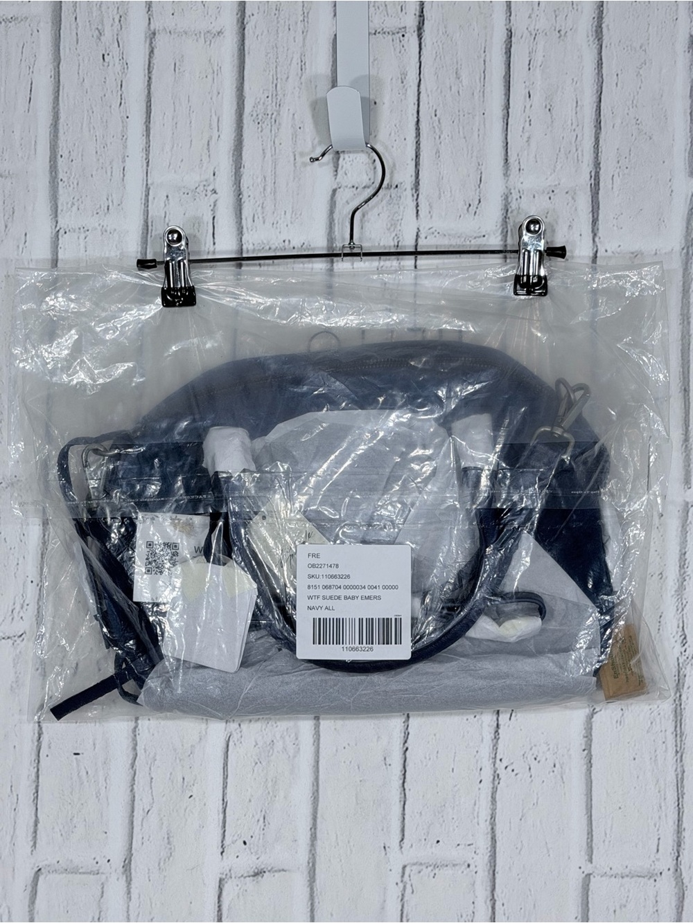 π Free People Baby Emerson Navy Blue Suede Satchel Bag NWT - Picture 5 of 11